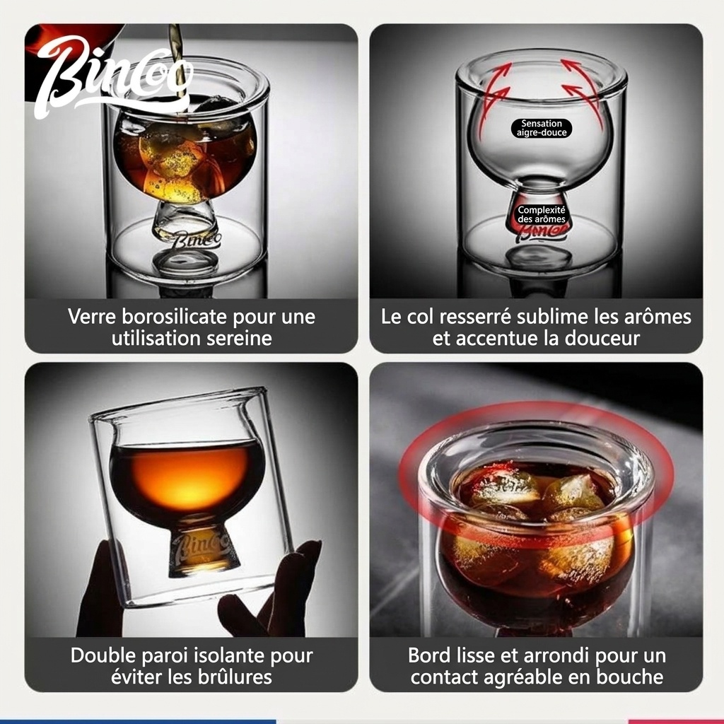 Tasse à café Bincoo à double paroi en verre - Mug expresso et thé