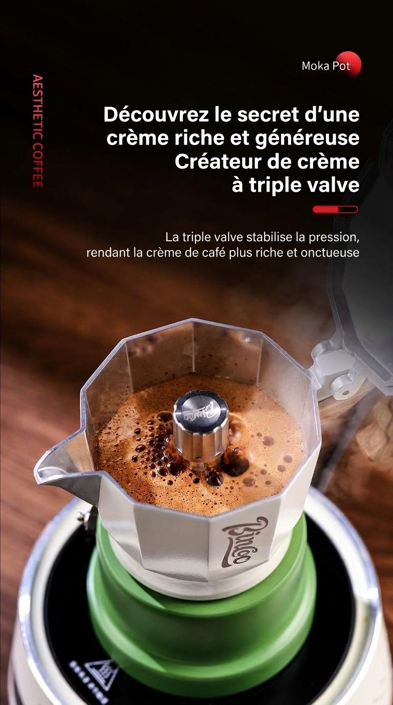 Cafetière italienne BinCo à 3 soupapes - Noir, blanc et rose