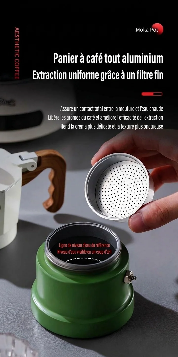 Cafetière italienne BinCo à 3 soupapes - Noir, blanc et rose