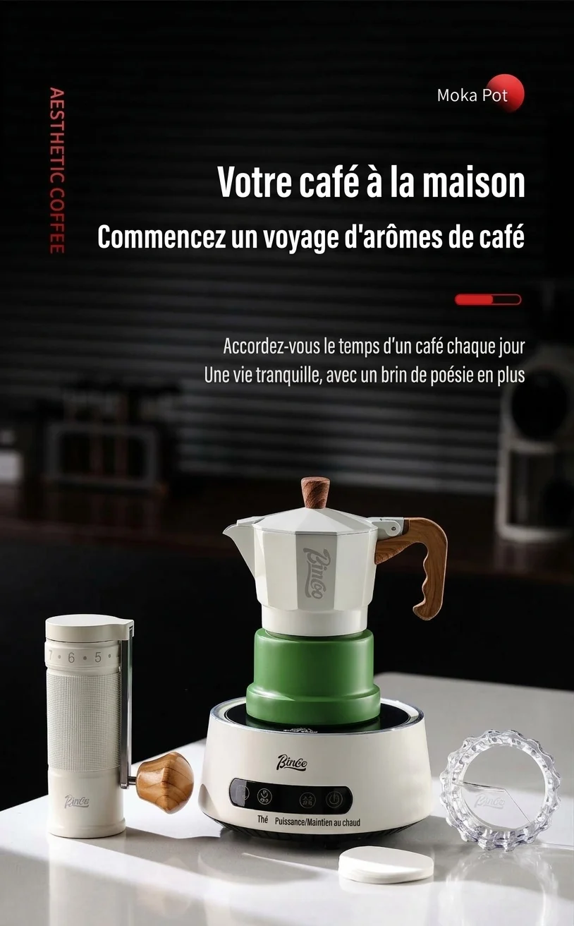 Cafetière italienne BinCo à 3 soupapes - Noir, blanc et rose