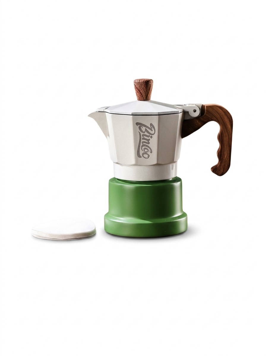 BinCo 3-Valve Moka Pot Espresso Maker - Black, White & Pink