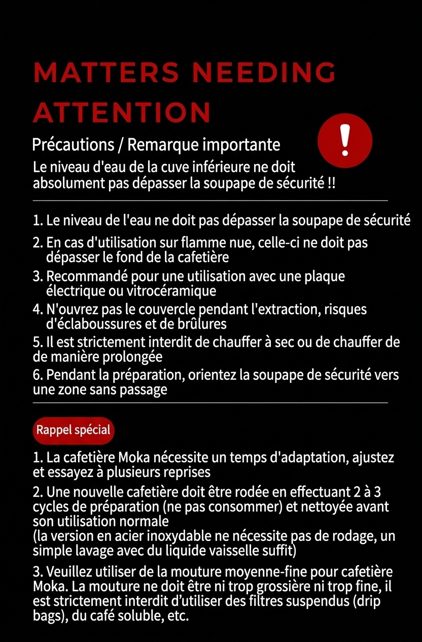 Cafetière Moka de qualité supérieure en acier inoxydable 316