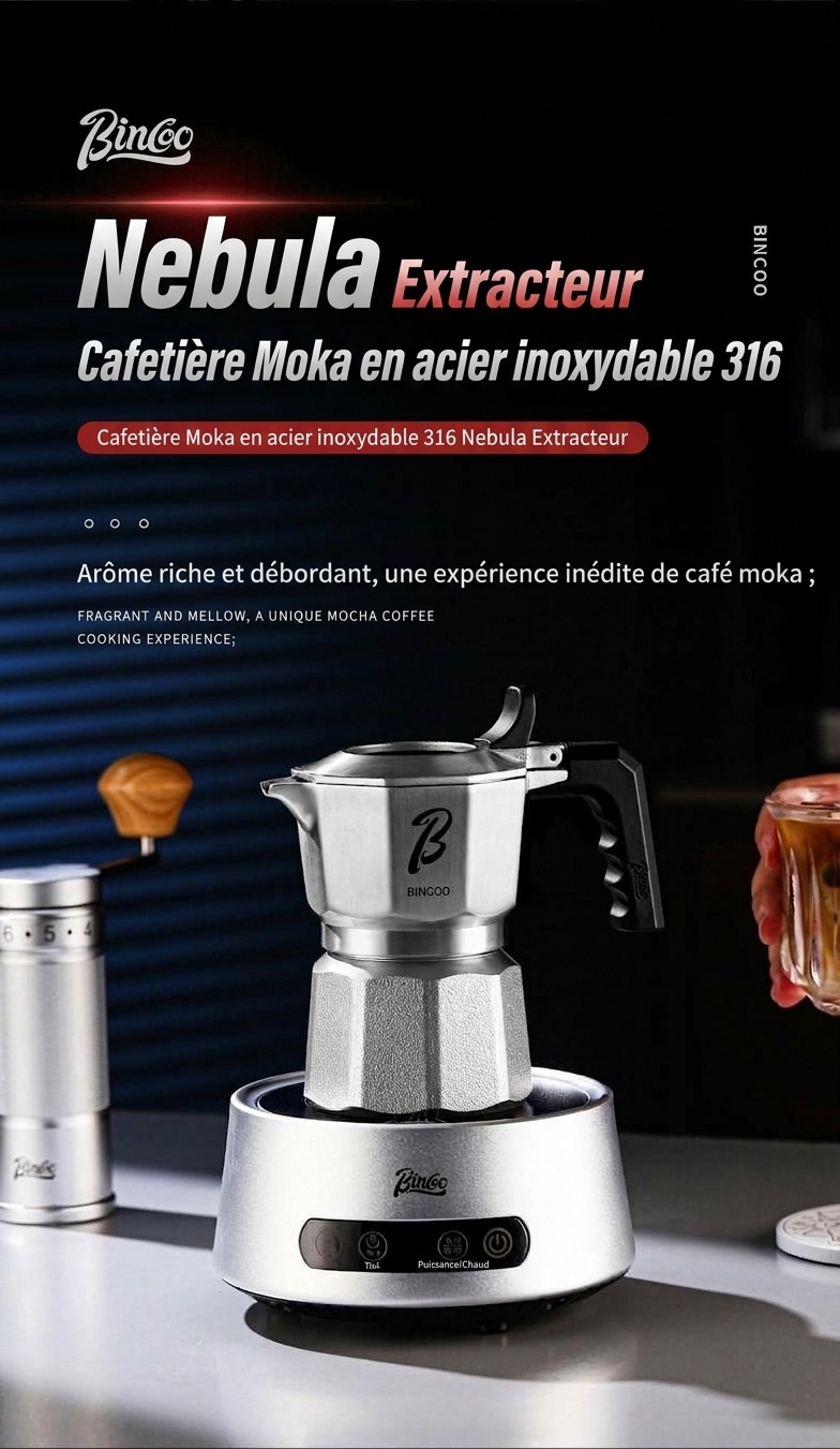Cafetière Moka de qualité supérieure en acier inoxydable 316