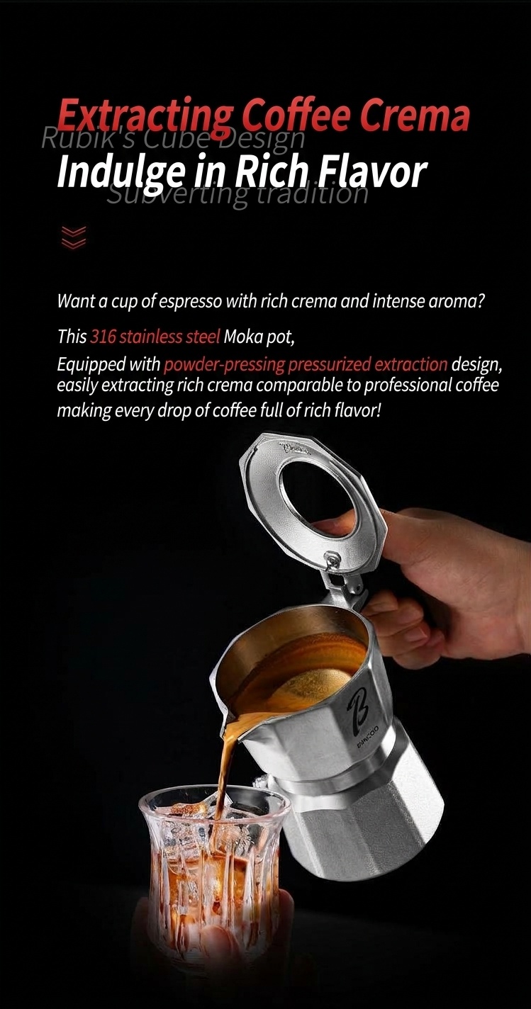 Premium 316 Stainless Steel Moka Pot Coffee Maker