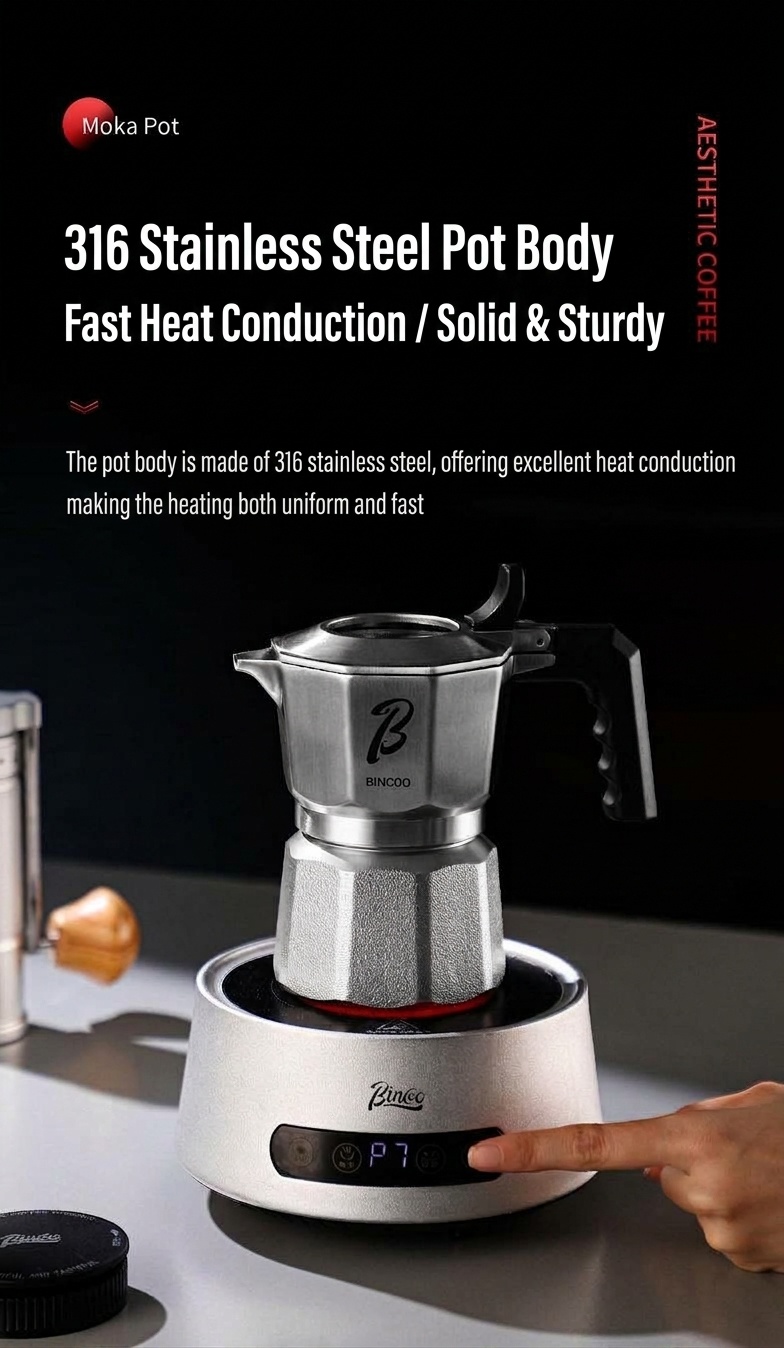 Premium 316 Stainless Steel Moka Pot Coffee Maker