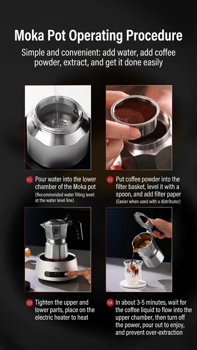 Premium 316 Stainless Steel Moka Pot Coffee Maker