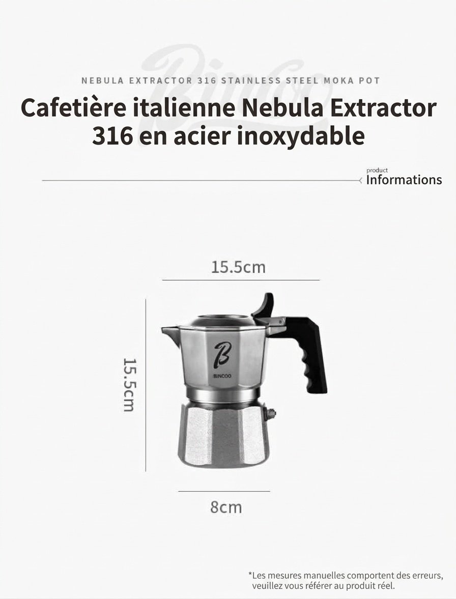 Cafetière Moka de qualité supérieure en acier inoxydable 316