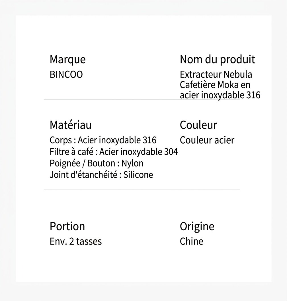 Cafetière Moka de qualité supérieure en acier inoxydable 316