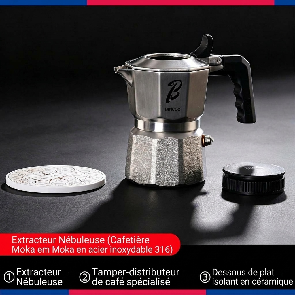 Cafetière Moka de qualité supérieure en acier inoxydable 316