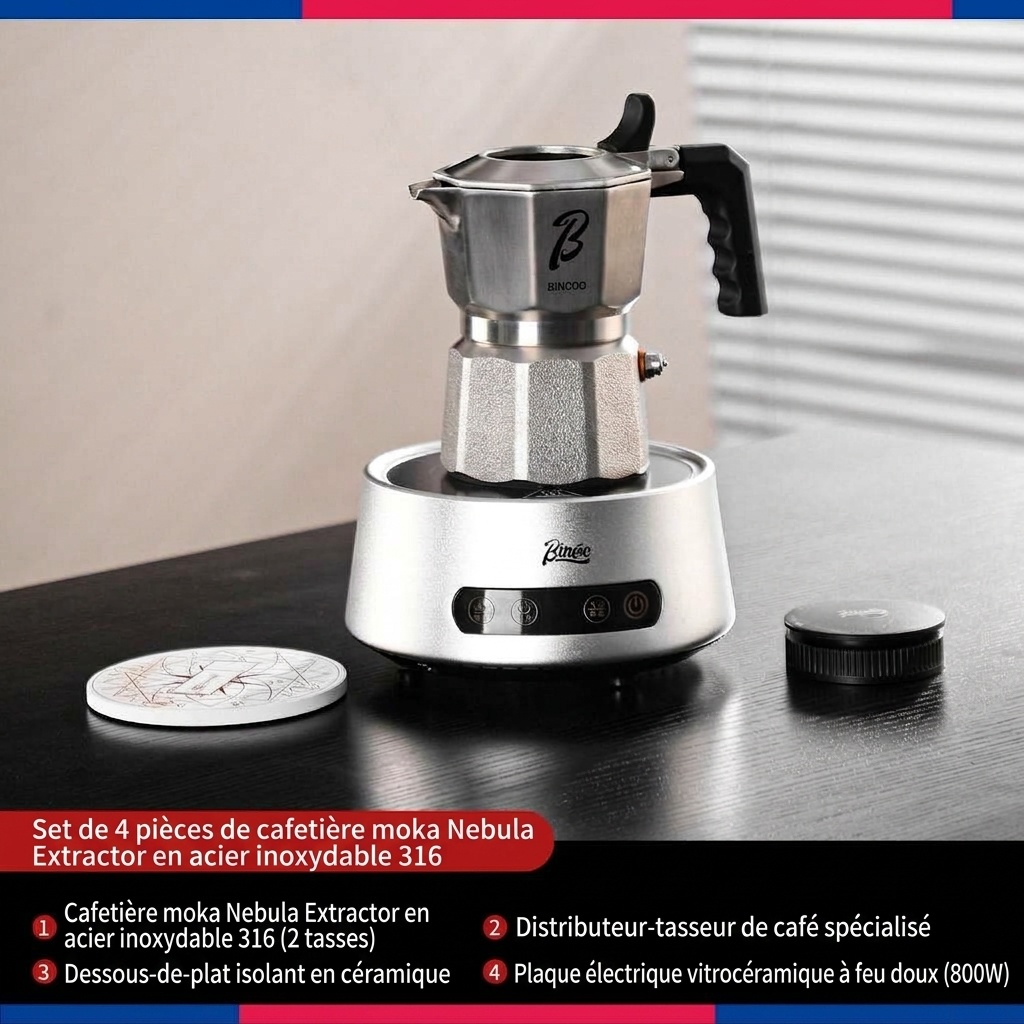 Cafetière Moka de qualité supérieure en acier inoxydable 316