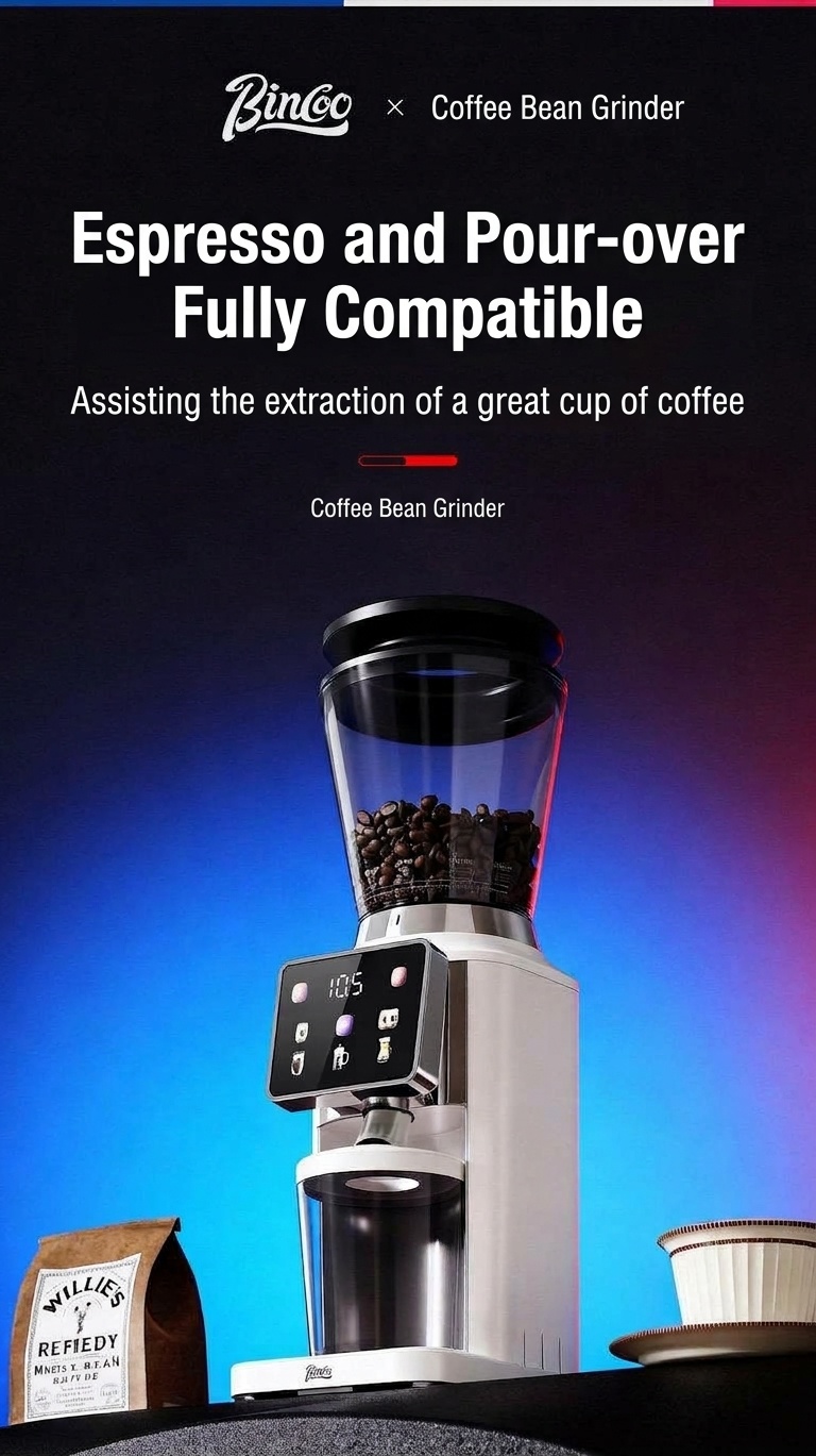 BinCoo Precision Electric Coffee Grinder - 48 Grind Settings