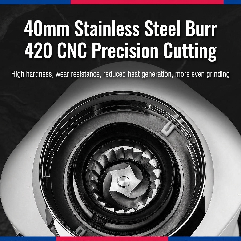 BinCoo Precision Electric Coffee Grinder - 48 Grind Settings