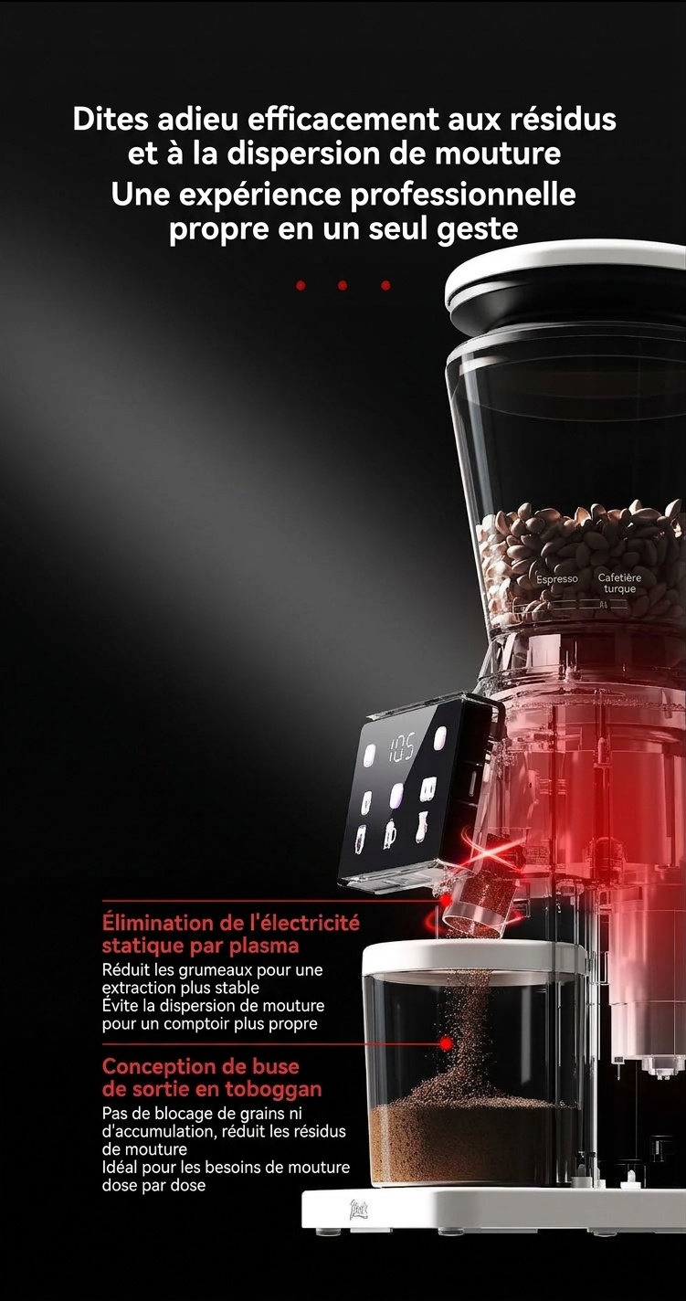 Moulin à café électrique de précision BinCoo - 48 réglages de mouture