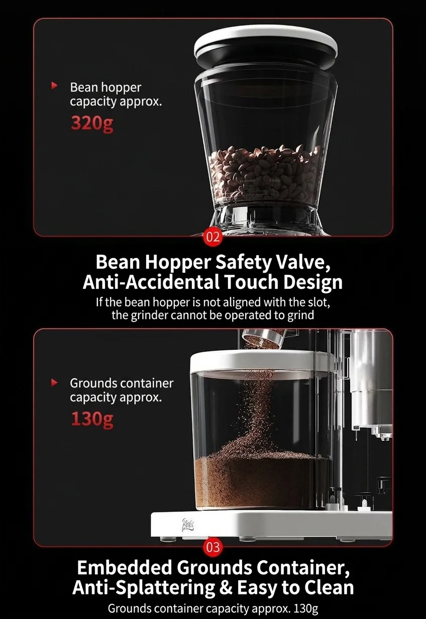 BinCoo Precision Electric Coffee Grinder - 48 Grind Settings