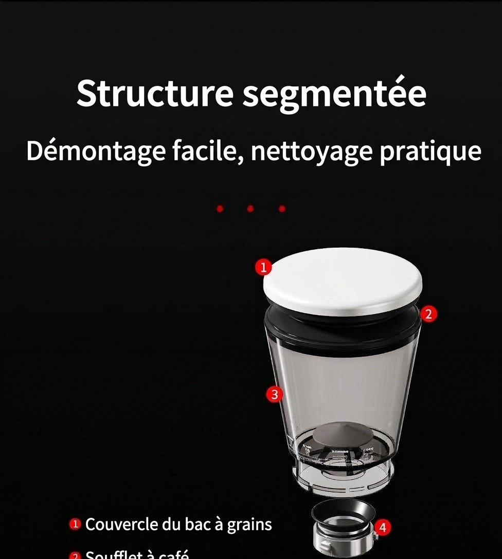Moulin à café électrique de précision BinCoo - 48 réglages de mouture