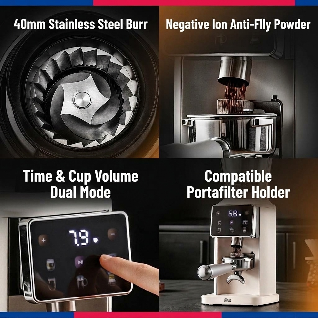 BinCoo Precision Electric Coffee Grinder - 48 Grind Settings