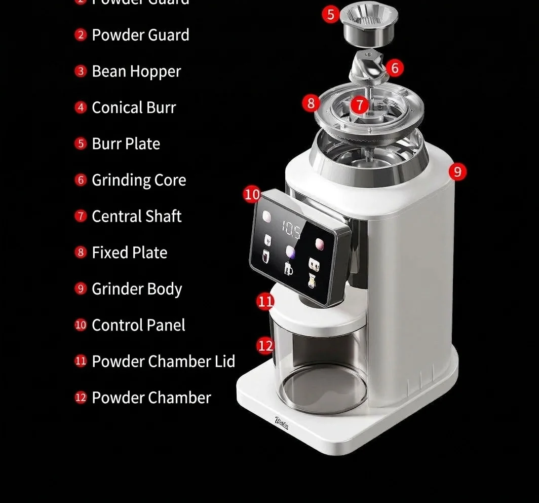 BinCoo Precision Electric Coffee Grinder - 48 Grind Settings