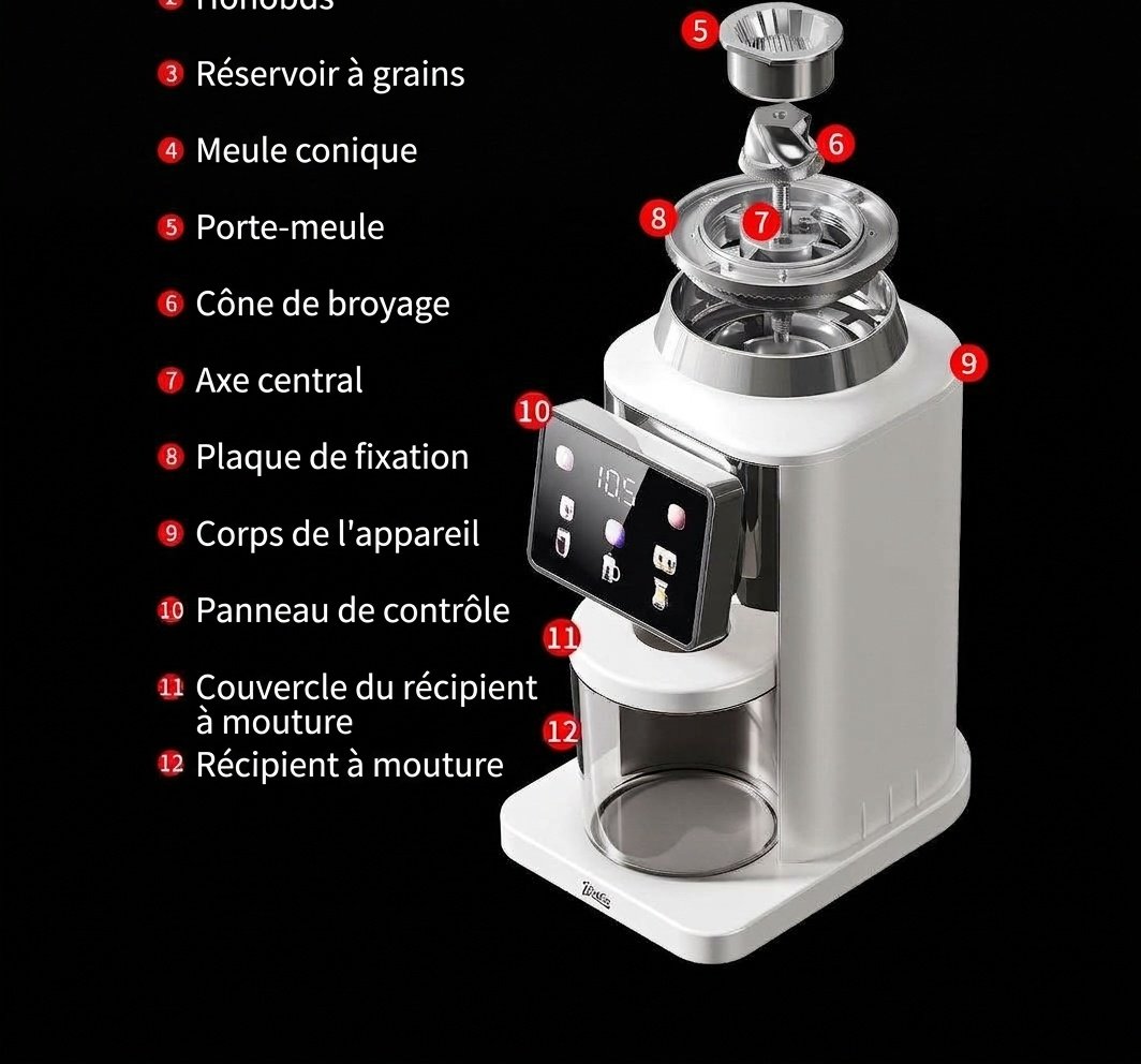 Moulin à café électrique de précision BinCoo - 48 réglages de mouture
