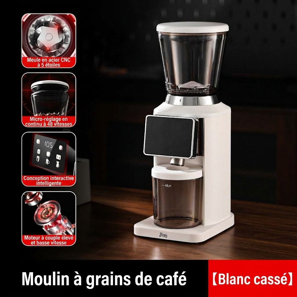 Moulin à café électrique de précision BinCoo - 48 réglages de mouture
