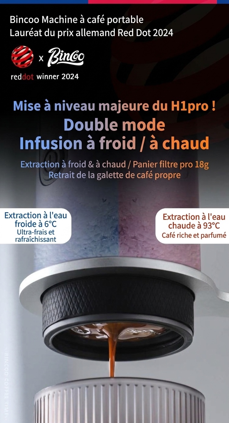 Machine à expresso portable Bincoo H1 Pro - 20 bars, café chaud et froid