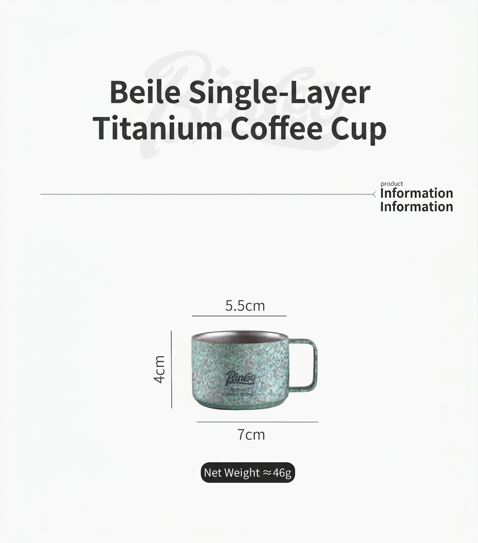Bincoo Titanium Coffee Cup - 80ml Aesthetic Espresso Mug