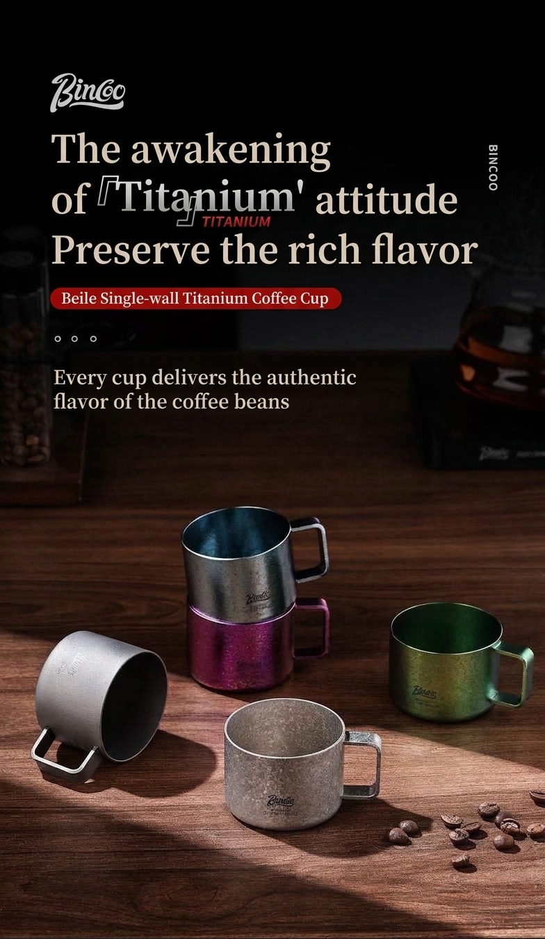 Bincoo Titanium Coffee Cup - 80ml Aesthetic Espresso Mug
