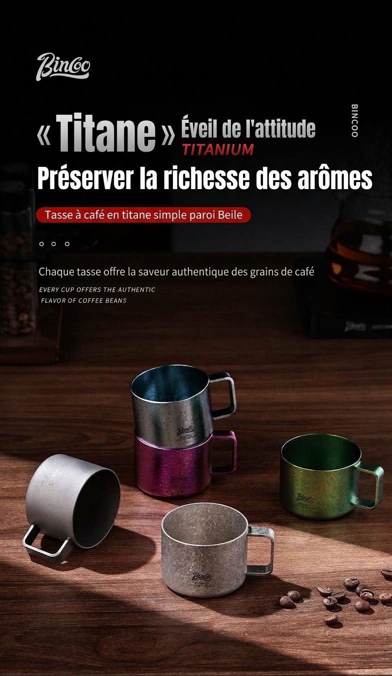 Tasse à café Bincoo en titane - Mug expresso esthétique de 80 ml