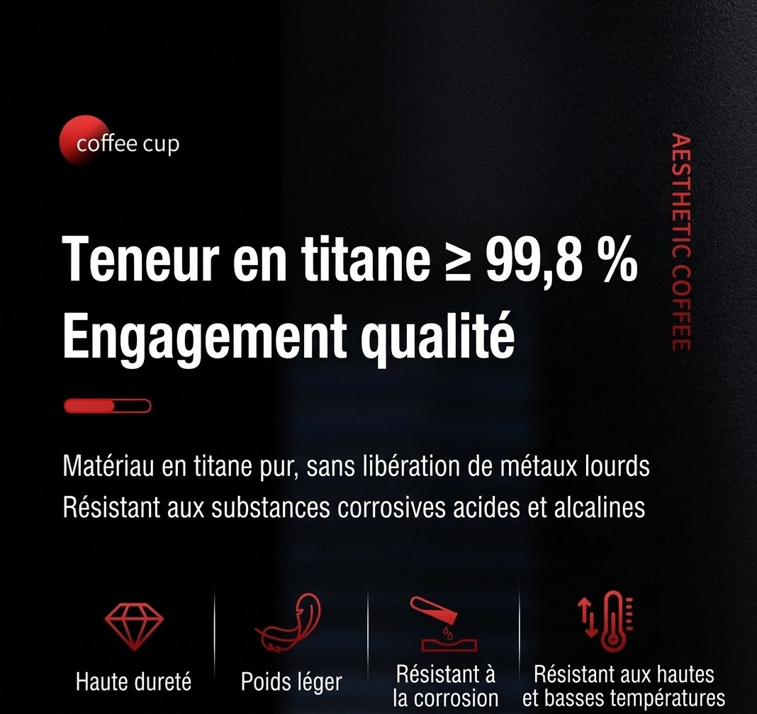 Tasse à café Bincoo en titane - Mug expresso esthétique de 80 ml