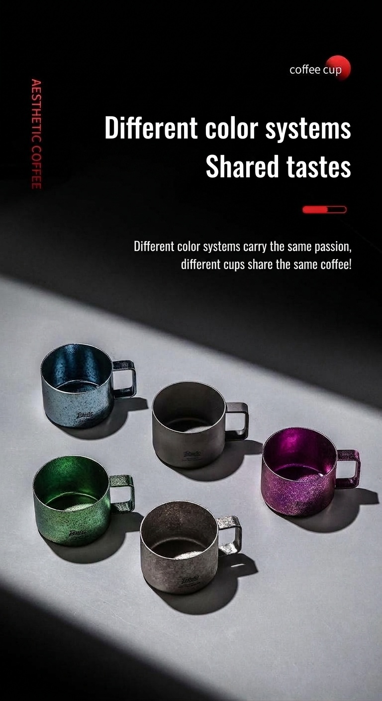 Bincoo Titanium Coffee Cup - 80ml Aesthetic Espresso Mug