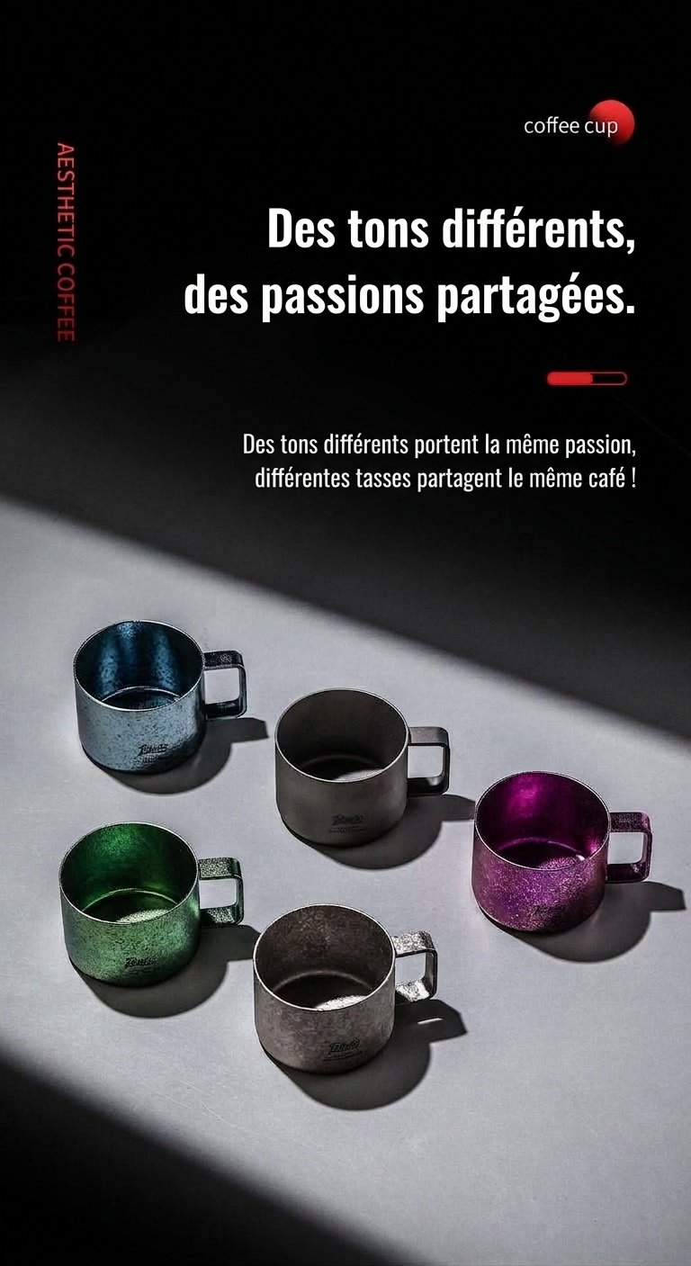 Tasse à café Bincoo en titane - Mug expresso esthétique de 80 ml
