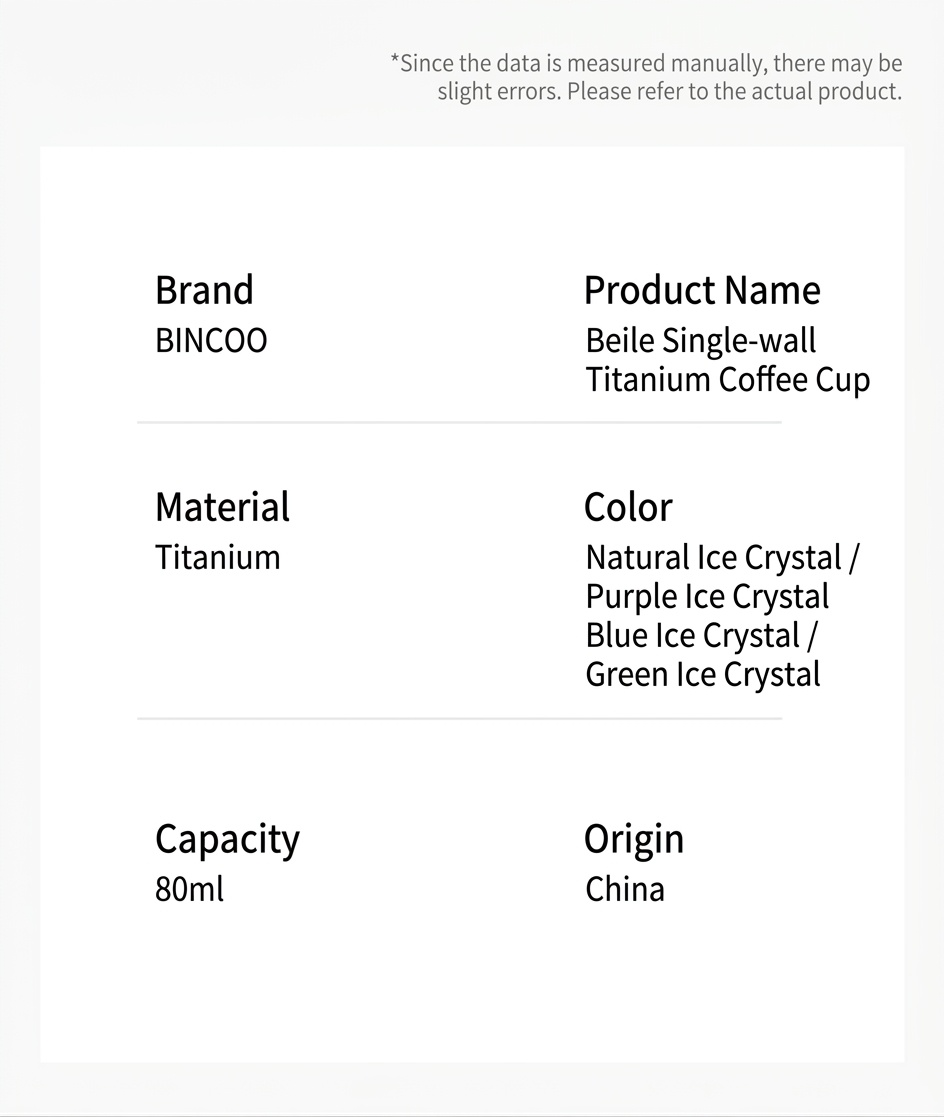 Bincoo Titanium Coffee Cup - 80ml Aesthetic Espresso Mug