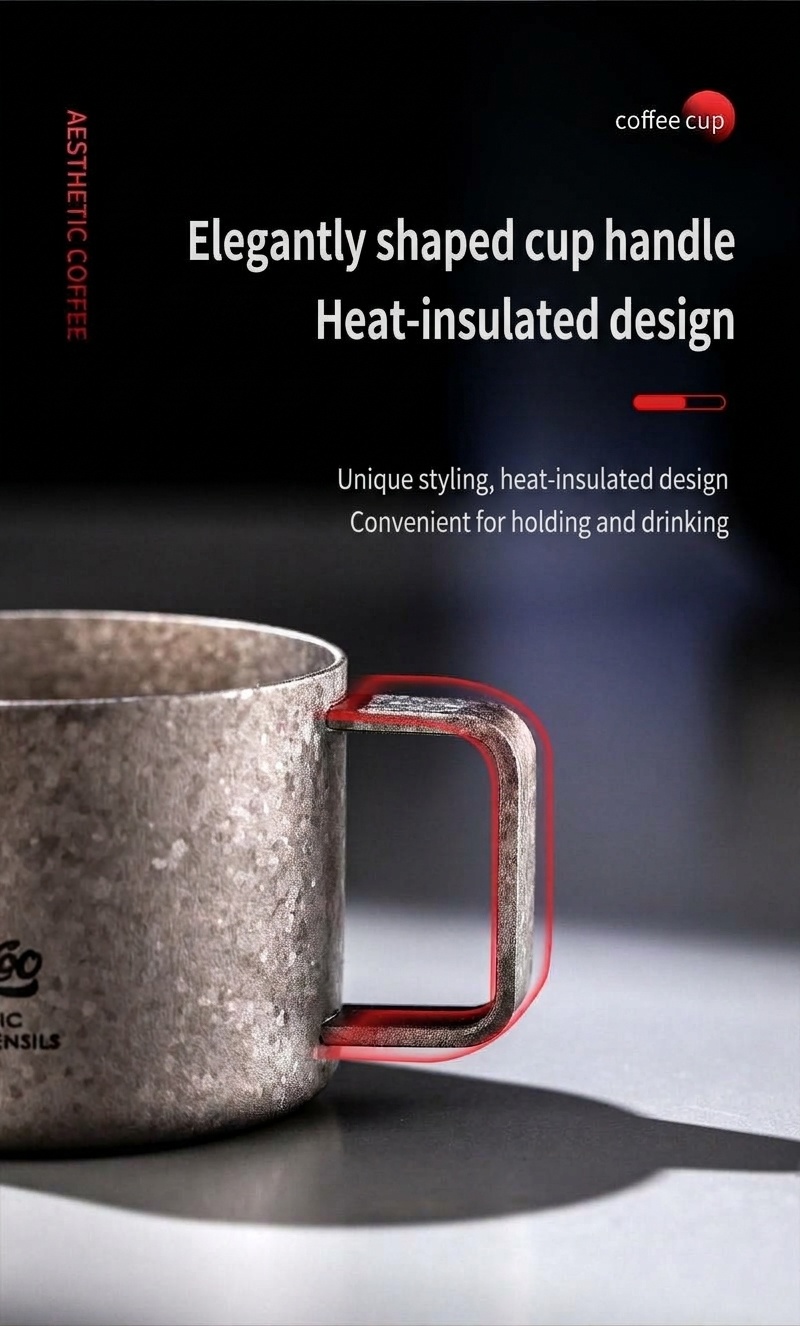 Bincoo Titanium Coffee Cup - 80ml Aesthetic Espresso Mug