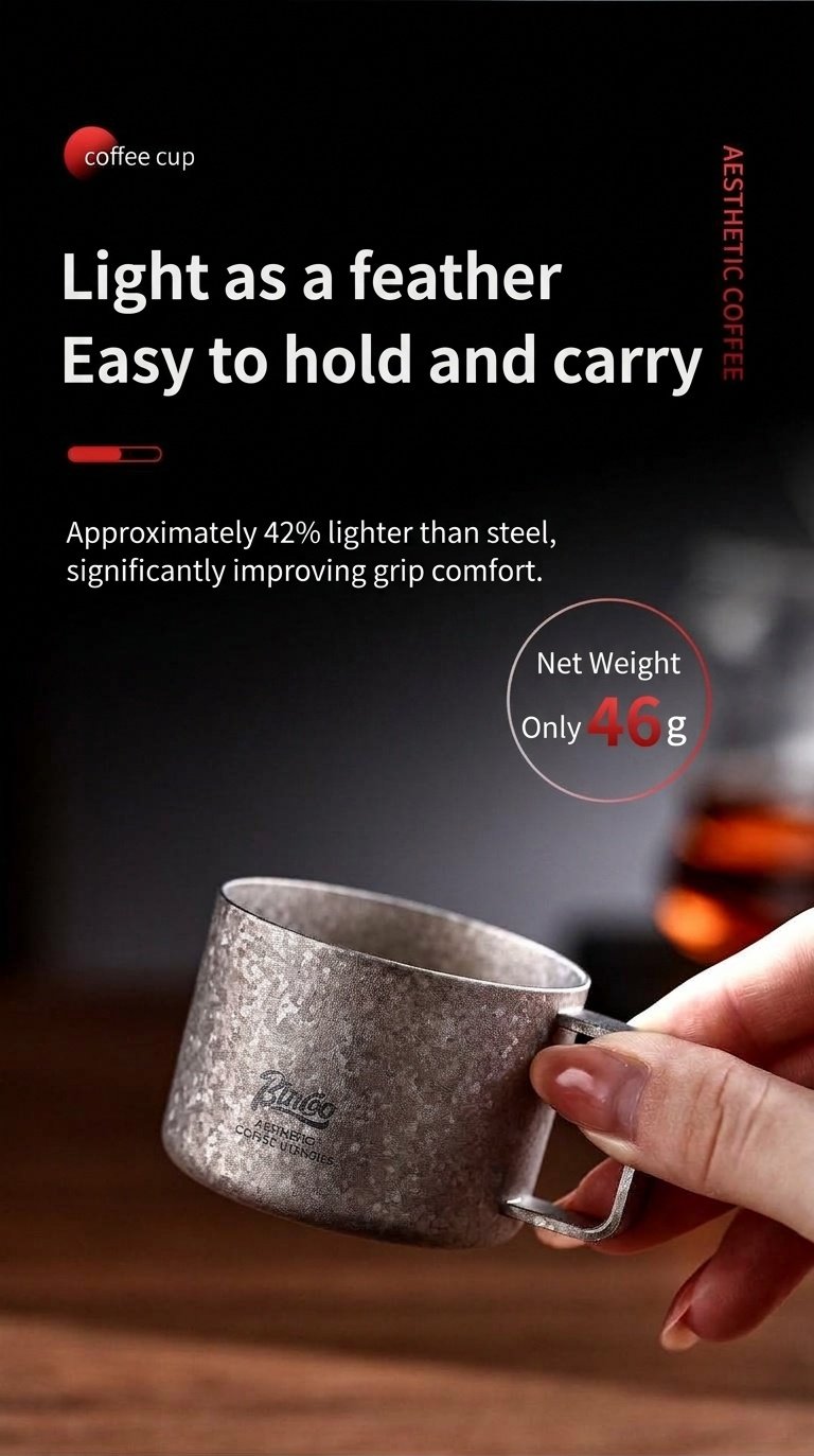 Bincoo Titanium Coffee Cup - 80ml Aesthetic Espresso Mug