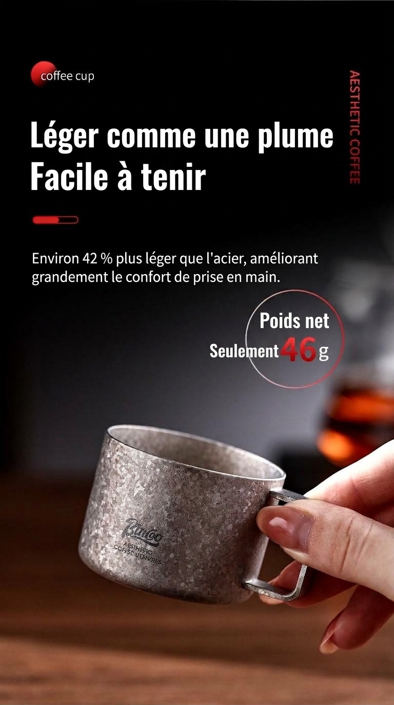 Tasse à café Bincoo en titane - Mug expresso esthétique de 80 ml