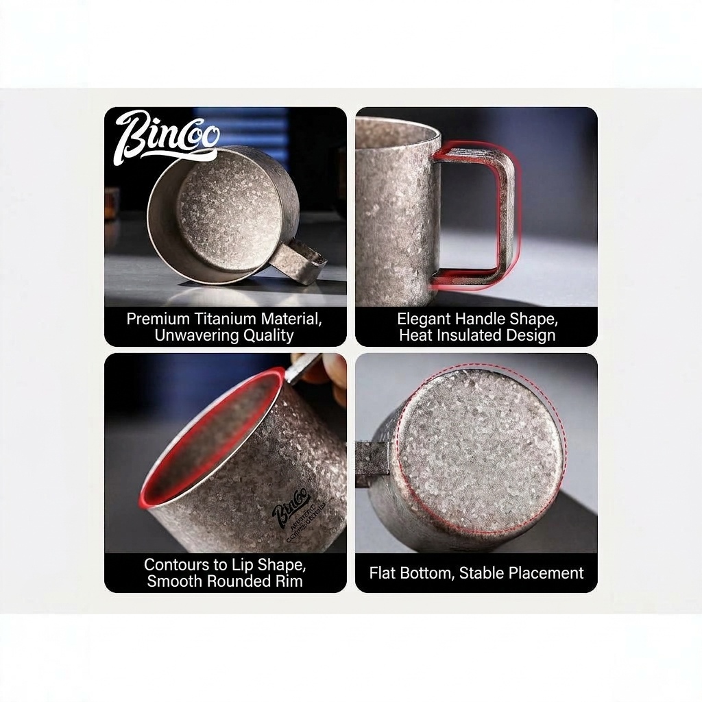Bincoo Titanium Coffee Cup - 80ml Aesthetic Espresso Mug
