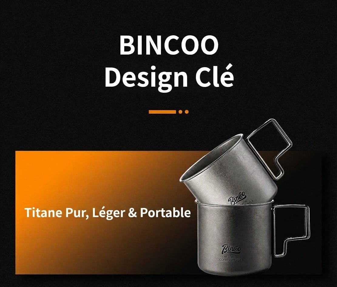 Mug Bincoo en titane - Tasse légère pour le camping et les activités de plein air 330 ml