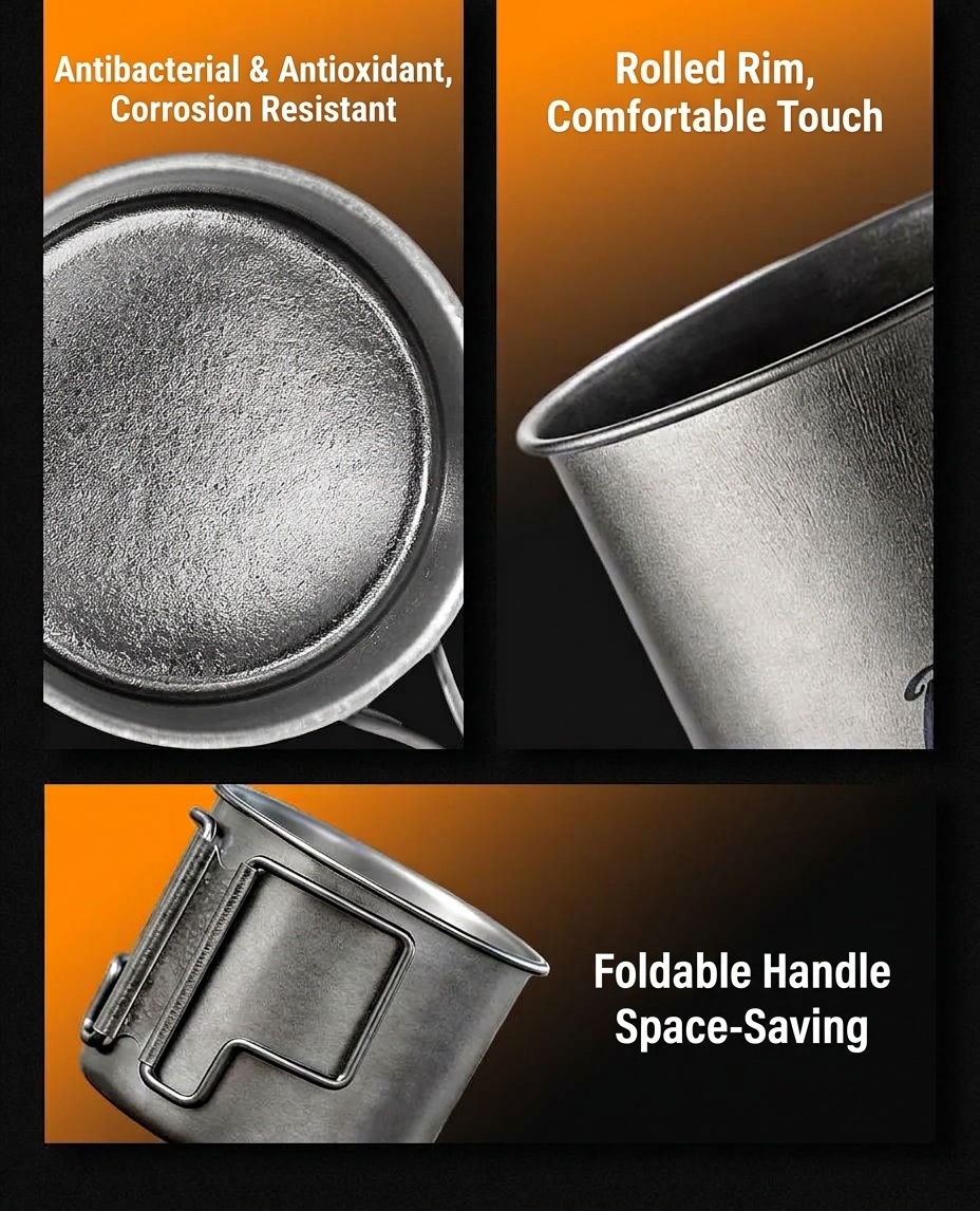 Bincoo Titanium Coffee Mug - Lightweight Outdoor Camping Cup 330ML