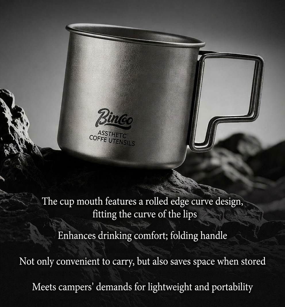 Bincoo Titanium Coffee Mug - Lightweight Outdoor Camping Cup 330ML