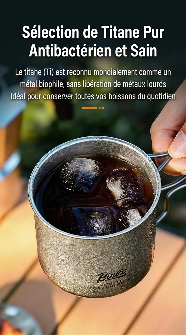 Mug Bincoo en titane - Tasse légère pour le camping et les activités de plein air 330 ml