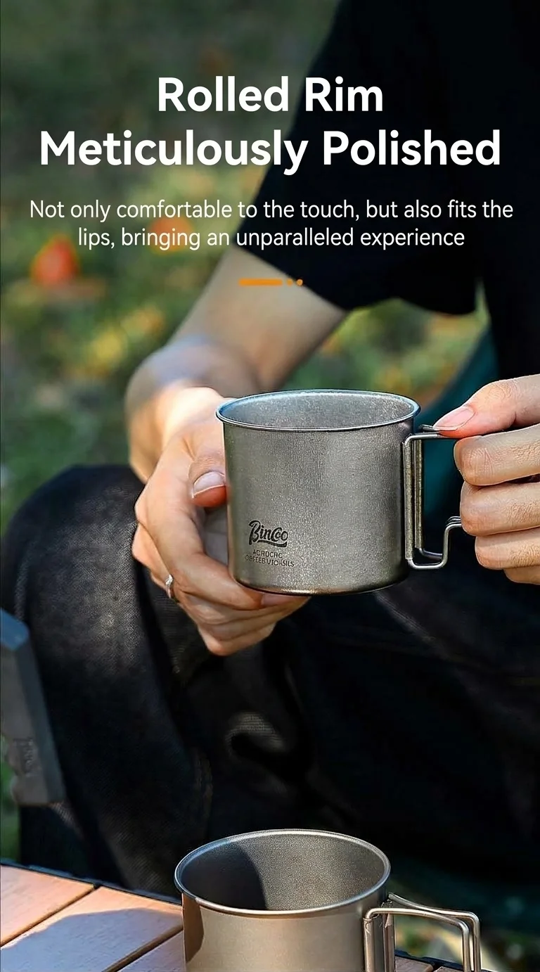 Bincoo Titanium Coffee Mug - Lightweight Outdoor Camping Cup 330ML