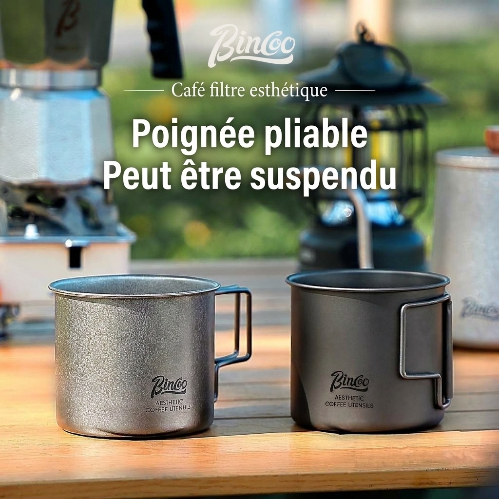 Mug Bincoo en titane - Tasse légère pour le camping et les activités de plein air 330 ml