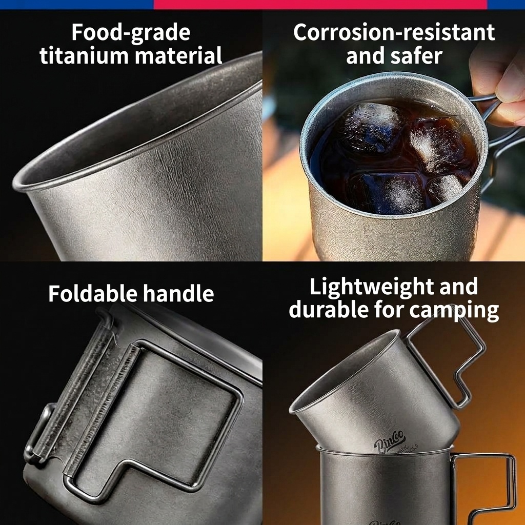 Bincoo Titanium Coffee Mug - Lightweight Outdoor Camping Cup 330ML