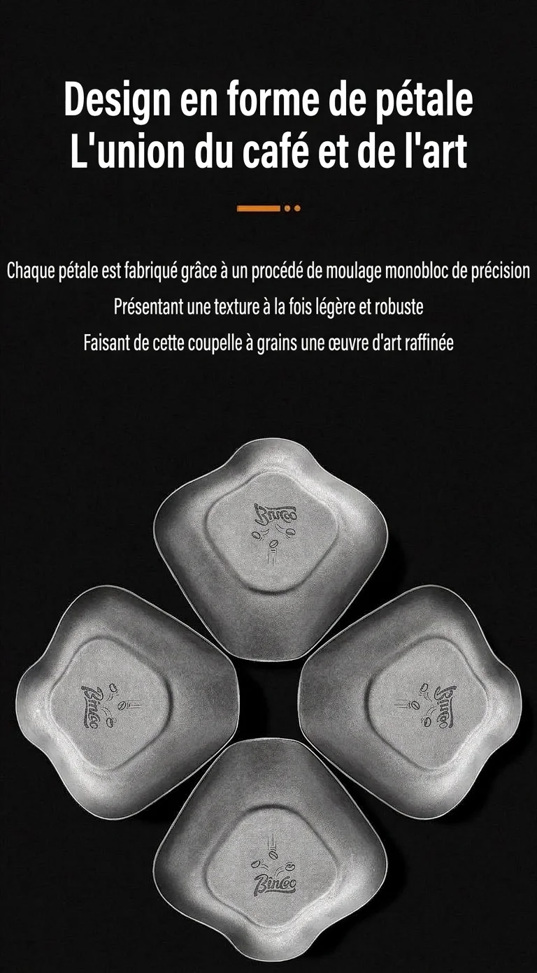 Plateau à grains de café en titane de qualité supérieure - Design en pétales pour une infusion optimale