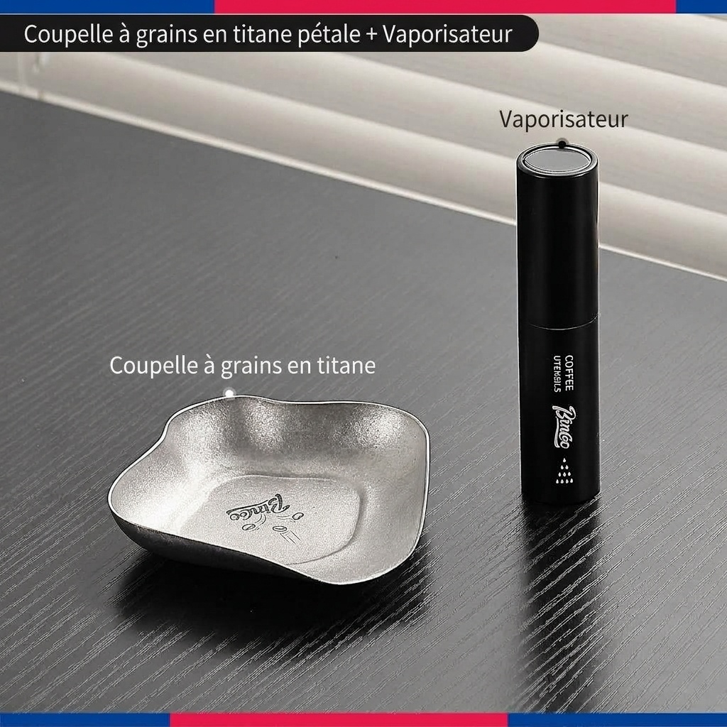 Plateau à grains de café en titane de qualité supérieure - Design en pétales pour une infusion optimale