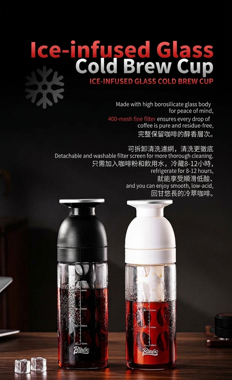 BinCo 600ml Cold Brew Coffee Maker & Tea Infuser Bottle