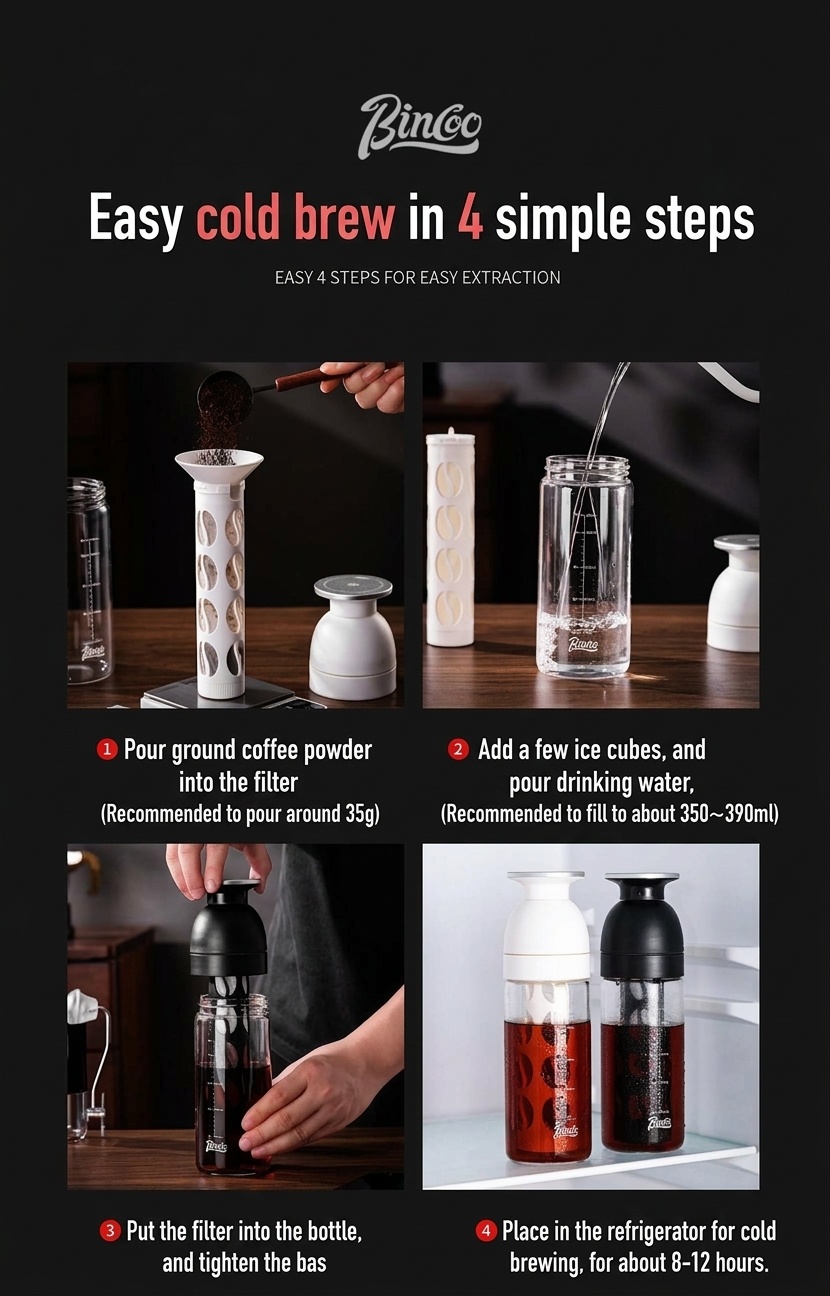 BinCo 600ml Cold Brew Coffee Maker & Tea Infuser Bottle