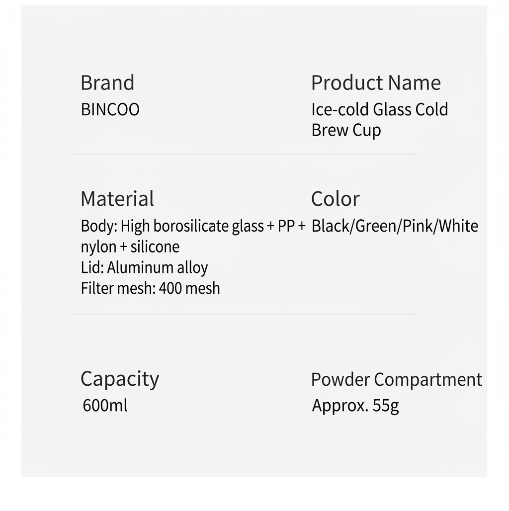 BinCo 600ml Cold Brew Coffee Maker & Tea Infuser Bottle