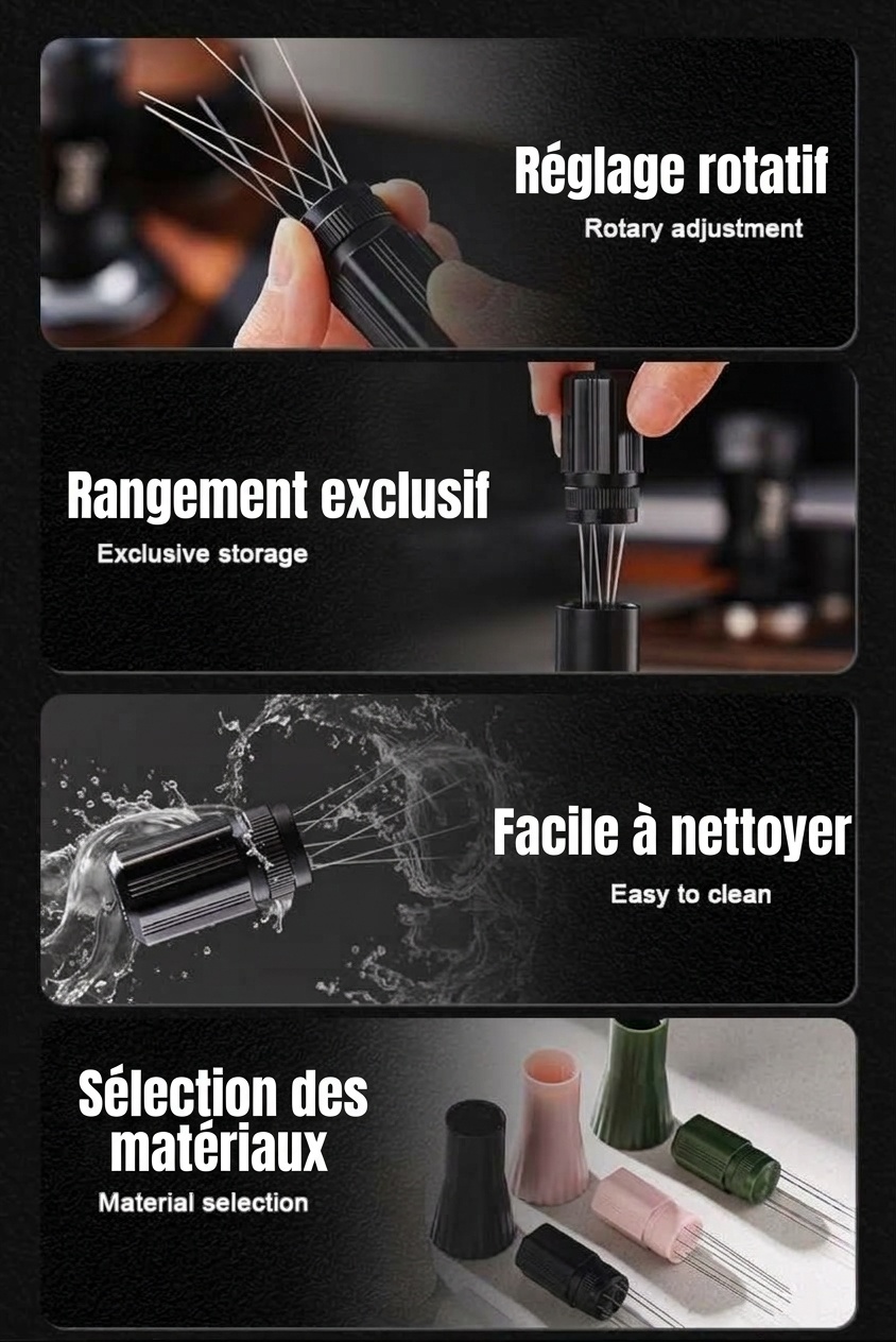 Distributeur d'espresso WDT Tool Premium Réglable
