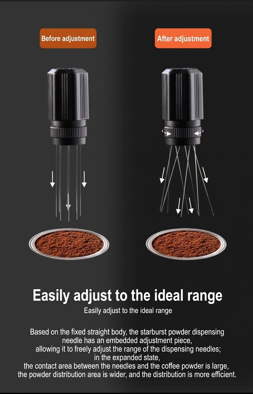 Premium Adjustable Coffee WDT Tool Espresso Distributor