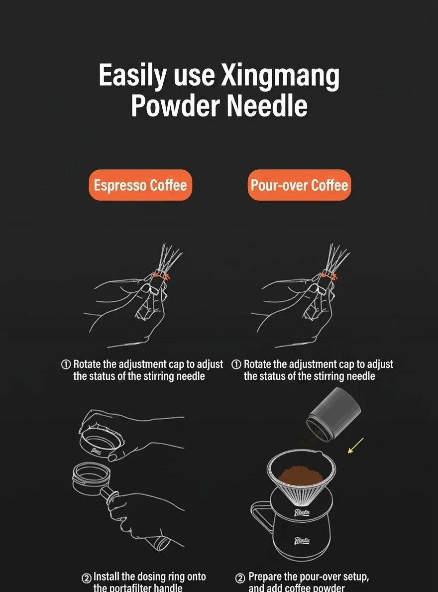 Premium Adjustable Coffee WDT Tool Espresso Distributor